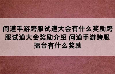 问道手游跨服试道大会有什么奖励跨服试道大会奖励介绍 问道手游跨服擂台有什么奖励